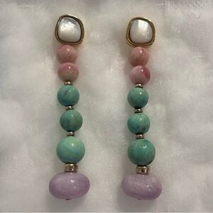 Lizzie Fortunato Costa Nova Earrings Opal Turquoise Kunzite Pink Blue Purple